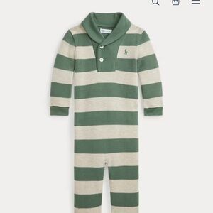 Ralph Lauren Green and Cream Striped Onesie